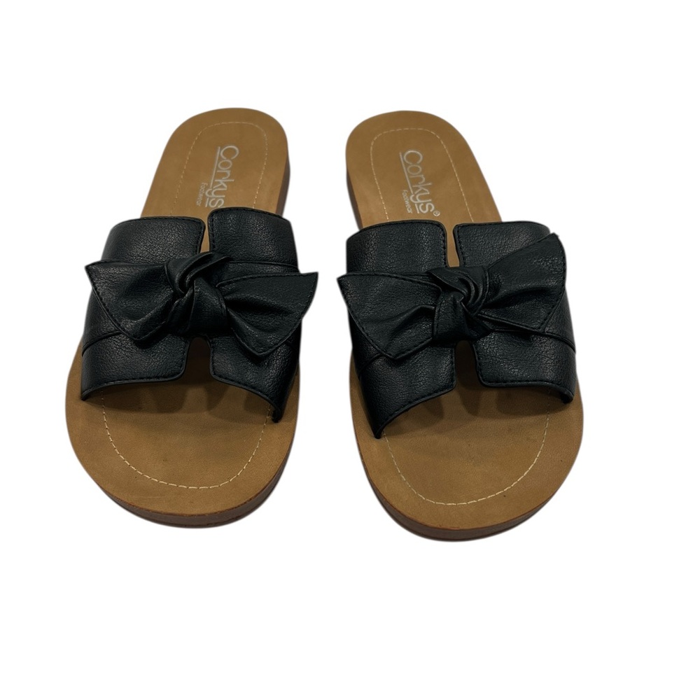 Corkys Black Bow Slide Sandals Wide Strap, Comfortable and Lightweight size 8 - Picture 3 of 7